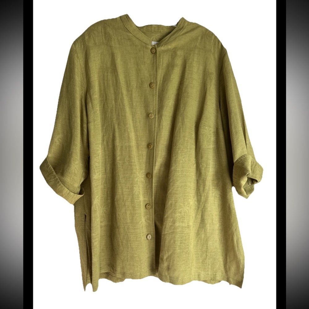 ERIN by ERIN LONDON Chartreuse Tunic Shirt Jacket Button-down Sz 2X